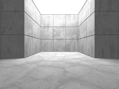 Karanlık beton boş oda. Modern mimari tasarım