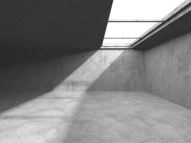 Karanlık beton boş oda. Modern mimari tasarım