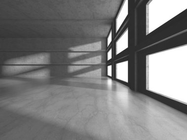 Karanlık beton boş oda. Modern mimari tasarım