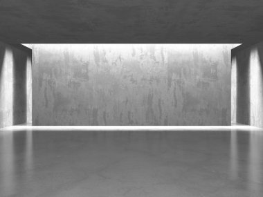 Karanlık beton boş oda. Modern mimari tasarım