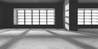 Karanlık beton boş oda. Modern mimari tasarım