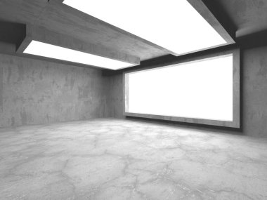 Karanlık beton boş oda. Modern mimari tasarım
