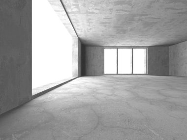Karanlık beton boş oda. Modern mimari tasarım