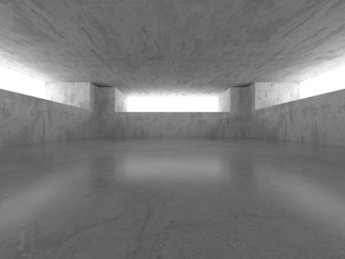 Karanlık beton boş oda. Modern mimari tasarım