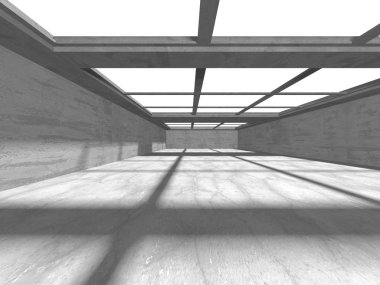 Karanlık beton boş oda. Modern mimari tasarım