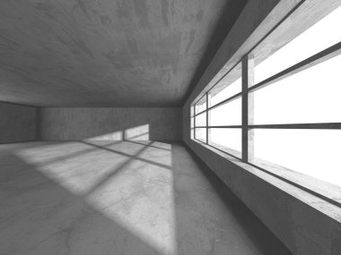 Karanlık beton boş oda. Modern mimari tasarım