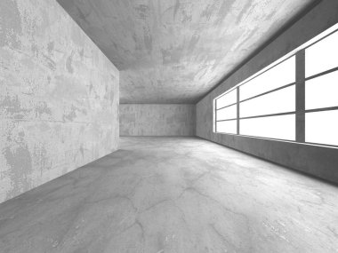 Karanlık beton boş oda. Modern mimari tasarım