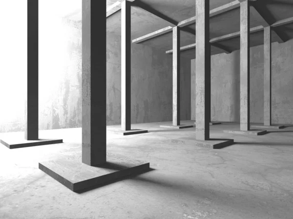 Temné konkrétní prázdné místnosti. Moderní architektura design — Stock fotografie
