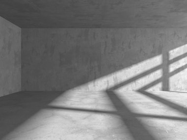 Karanlık beton boş oda. Modern mimari tasarım