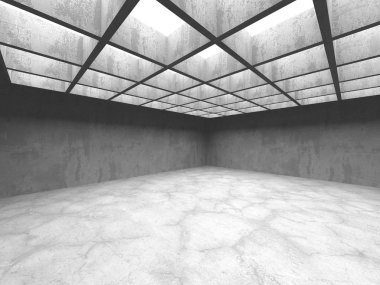 Karanlık beton boş oda. Modern mimari tasarım