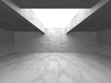 Karanlık beton boş oda. Modern mimari tasarım