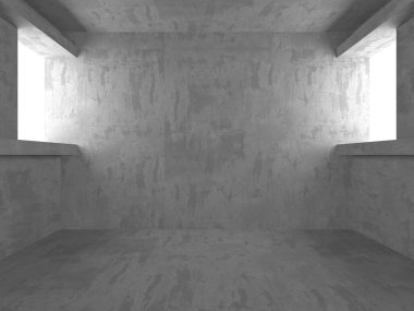 Karanlık beton boş oda. Modern mimari tasarım