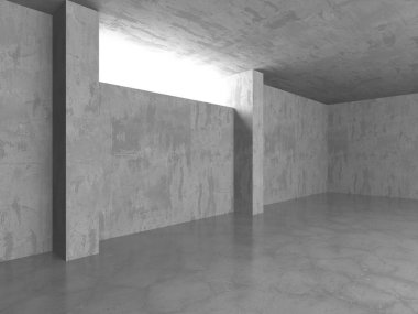 Karanlık beton boş oda. Modern mimari tasarım