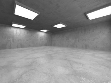 Karanlık beton boş oda. Modern mimari tasarım