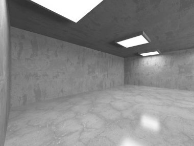 Karanlık beton boş oda. Modern mimari tasarım