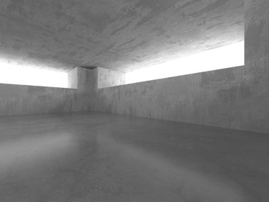 Karanlık beton boş oda. Modern mimari tasarım