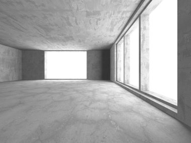 Karanlık beton boş oda. Modern mimari tasarım