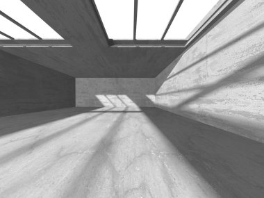 Karanlık beton boş oda. Modern mimari tasarım