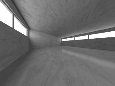 Karanlık beton boş oda. Modern mimari tasarım