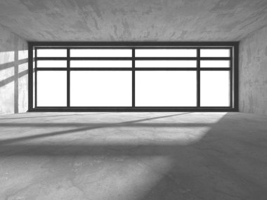 Karanlık beton boş oda. Modern mimari tasarım