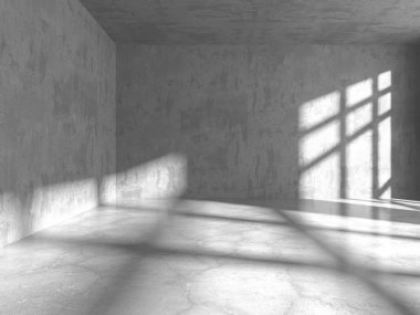 Karanlık beton boş oda. Modern mimari tasarım