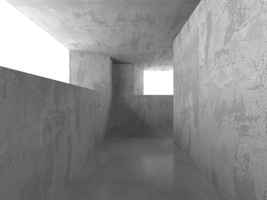 Karanlık beton boş oda. Modern mimari tasarım