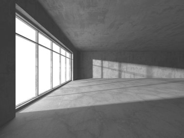Karanlık beton boş oda. Modern mimari tasarım
