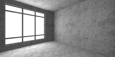 Karanlık beton boş oda. Modern mimari tasarım