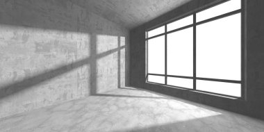 Karanlık beton boş oda. Modern mimari tasarım