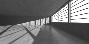 Karanlık beton boş oda. Modern mimari tasarım