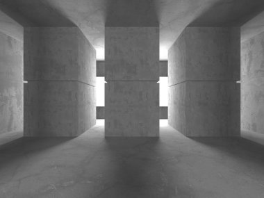 Karanlık beton boş oda. Modern mimari tasarım