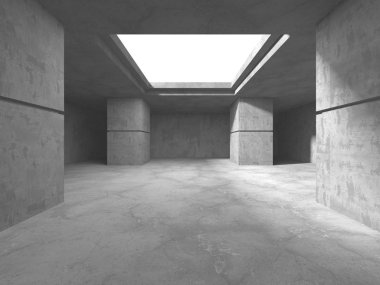 Karanlık beton boş oda. Modern mimari tasarım