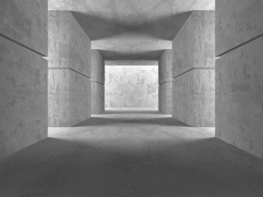 Karanlık beton boş oda. Modern mimari tasarım