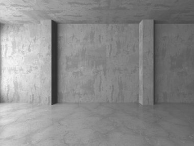 Karanlık beton boş oda. Modern mimari tasarım