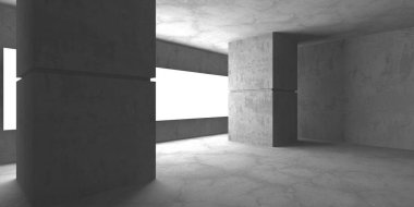 Karanlık beton boş oda. Modern mimari tasarım