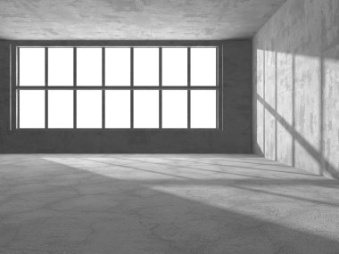 Karanlık beton boş oda. Modern mimari tasarım