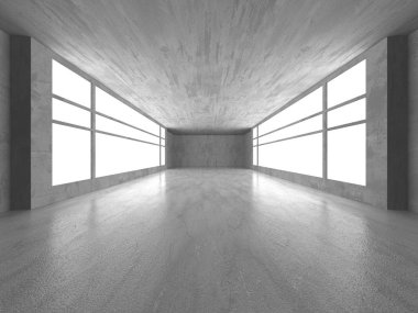 Karanlık beton boş oda. Modern mimari tasarım