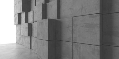 Karanlık beton boş oda. Modern mimari tasarım