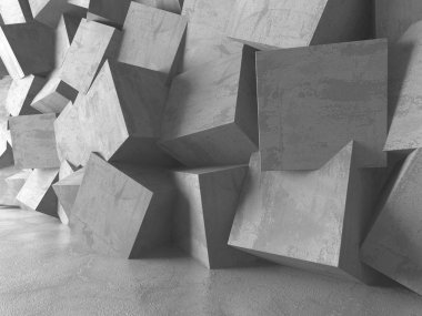 Karanlık beton boş oda. Modern mimari tasarım