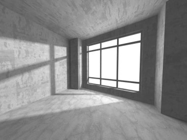 Karanlık beton boş oda. Modern mimari tasarım