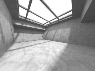 Karanlık beton boş oda. Modern mimari tasarım