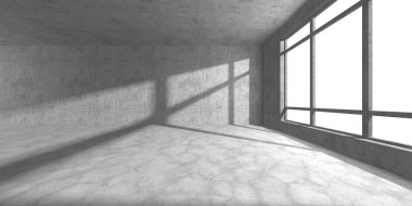 Karanlık beton boş oda. Modern mimari tasarım