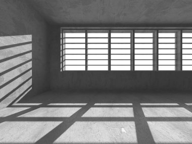 Karanlık beton boş oda. Modern mimari tasarım