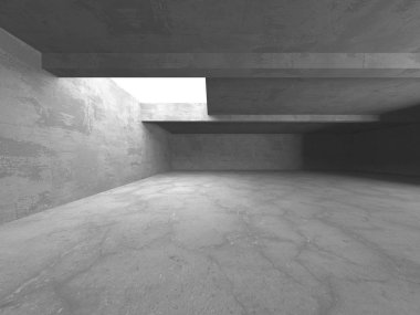 Karanlık beton boş oda. Modern mimari tasarım