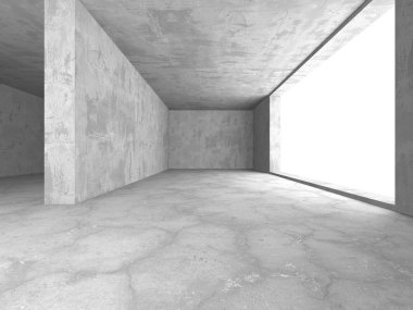 Karanlık beton boş oda. Modern mimari tasarım