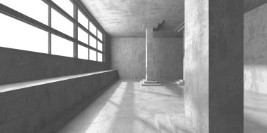 Karanlık beton boş oda. Modern mimari tasarım