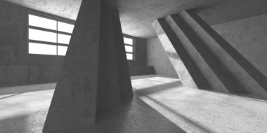 Karanlık beton boş oda. Modern mimari tasarım