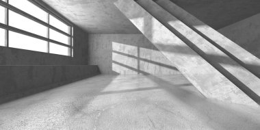 Karanlık beton boş oda. Modern mimari tasarım