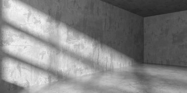 Karanlık beton boş oda. Modern mimari tasarım