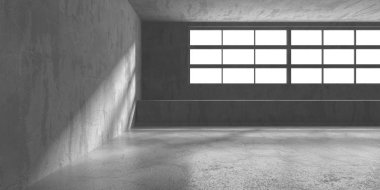 Karanlık beton boş oda. Modern mimari tasarım